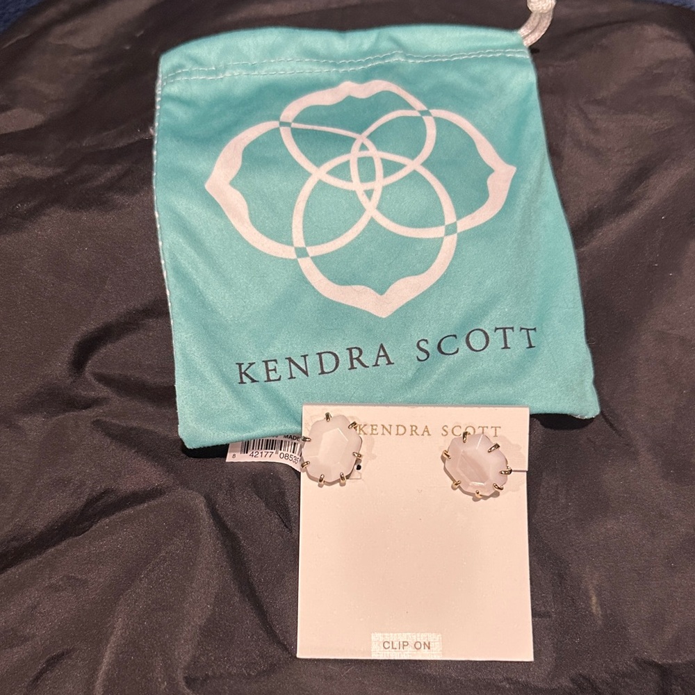 Kendra Scott White Opal Clip-On Stud Earrings